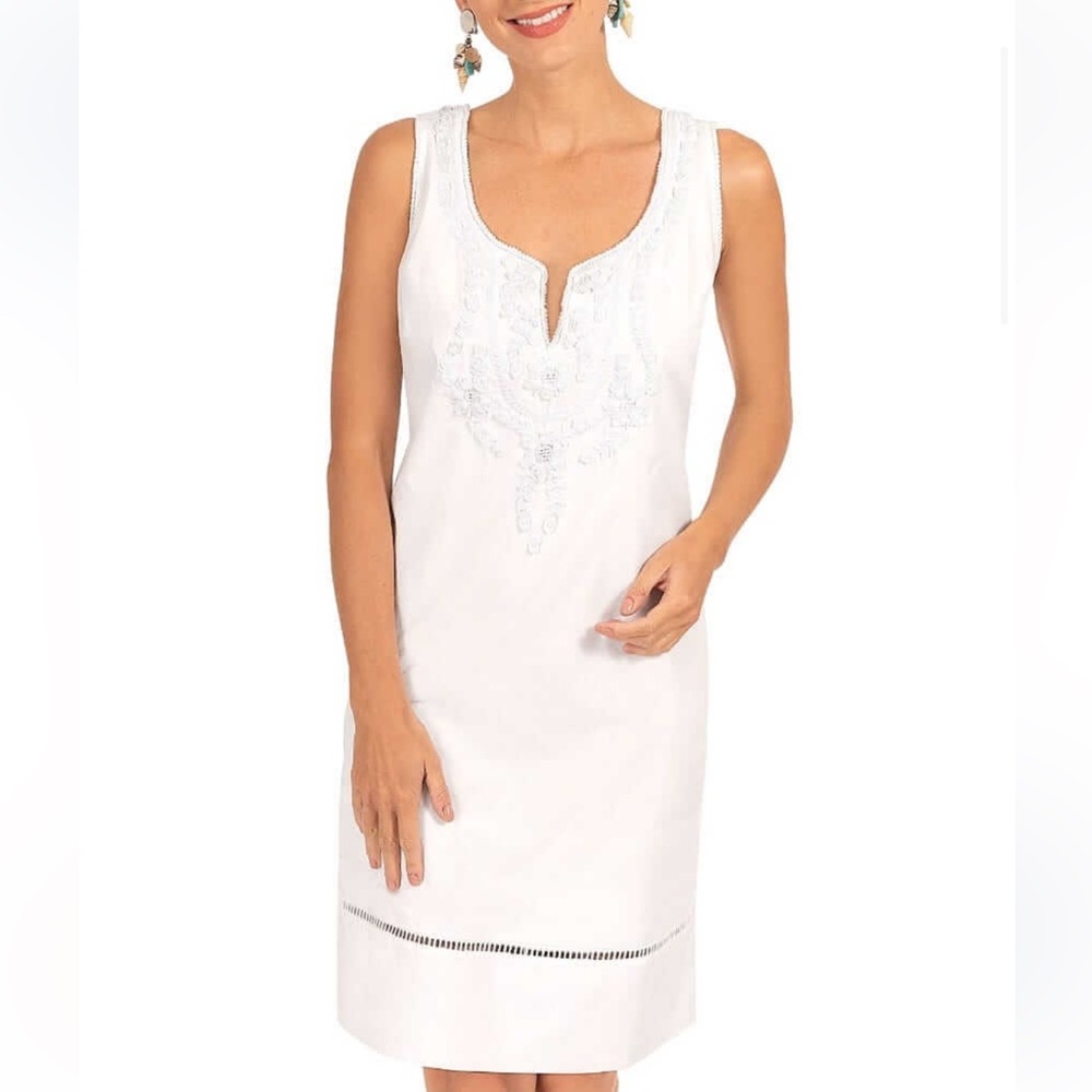 GRETCHEN SCOTT DESIGN White Hand Embroidered Simply Beautiful Dress XXS